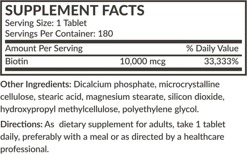 Futurebiotics Biotin 10,000 MCG Tablets for Healthy Hair, Skin & Nails, 180 Vegetarian Tablets