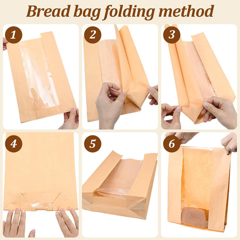 MAIDIWUDI 11.2" 8.2" 3.5" (25) Large Paper Bread Bags for Homemade Bread, x x Paper Bread Bag with Label Lock Clear