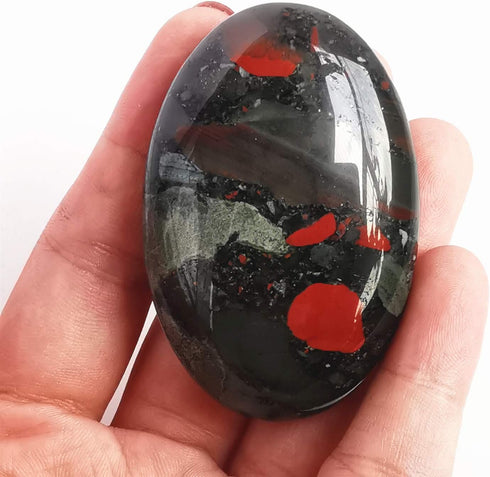 Natural Africa Bloodstone Oval Palm Pocket Healing Crystal Massage Spa Energy Stone,Healing Crystal for Therapy Geometry Chakra Balancing