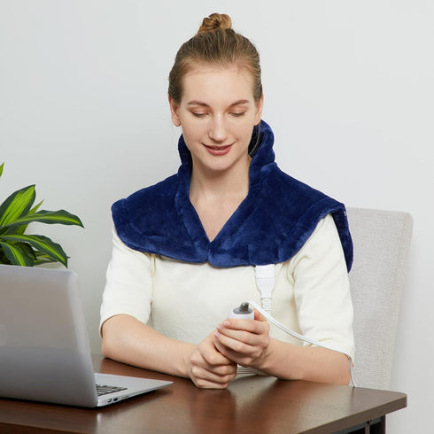 CAROMIO Weighted Heating Pad for Neck and Shoulders, Large Electric Fast Heating Pad for Pain Relief
