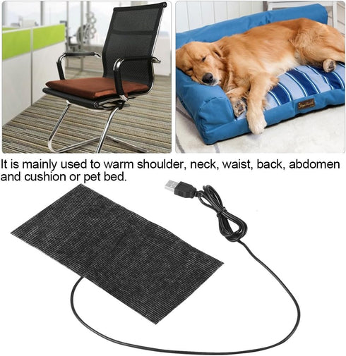 USB Heating Pad, 5V Electric Cloth Heater for Clothes, Seat, Pet Warmer, Black