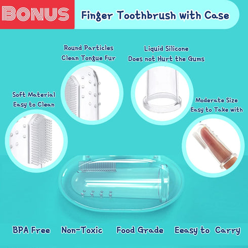 Little Fox Baby Oral Cleaner 42Pcs, Upgrade Designed + 1 Free Finger Toothbrush with Case for Infants