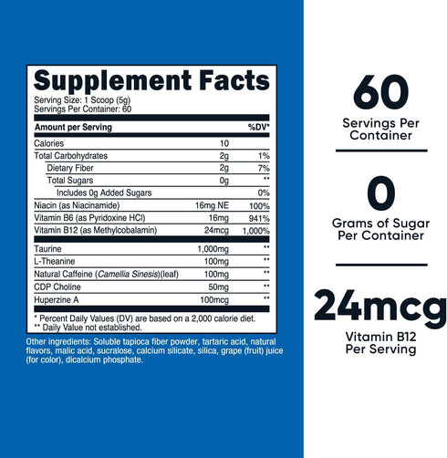 Nutricost Energy Drink Powder - Grape (60 Servings) - Pre Workout Supplement with Natural Flavors, Non-GMO
