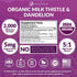 Max Absorption USDA Organic Milk Thistle - Potent 5:1 Concentrated Extract (2000mg Strength) & Organic Dandelion Root,