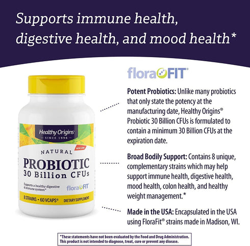 Healthy Origins Probiotic - 30 Billion CFUs - 60 Veggie Capsules for Digestive Health