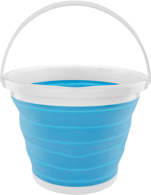 Silicone Collapsible Folding Gallon Bucket, 2.65 Gallon Capacity, Blue, Portable and Space-Saving