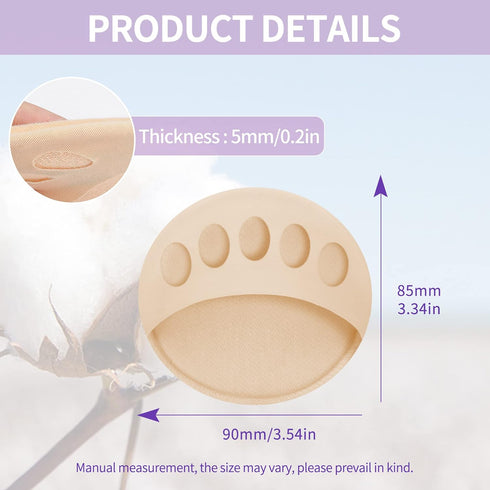 12 Packs Metatarsal Pads, Honeycomb Fabric Forefoot Cushions for Pain Relief, Invisible Socks for Men and Women