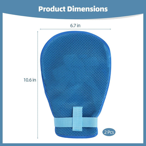 NIMBLOOM 2 6.7x10.6 Pcs Restraint Gloves, Elderly Anti-Scratch Mitts with Zipper Opening, Extended Straps, Finger