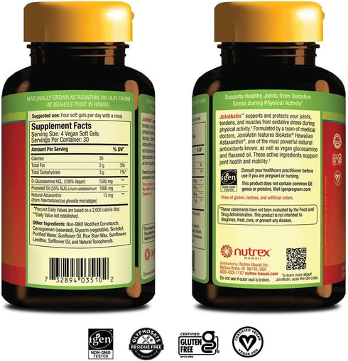 Nutrex Hawaii JointAstin - 12 mg, 120 Softgels - Joint Support Supplement with Glucosamine & BioAstin