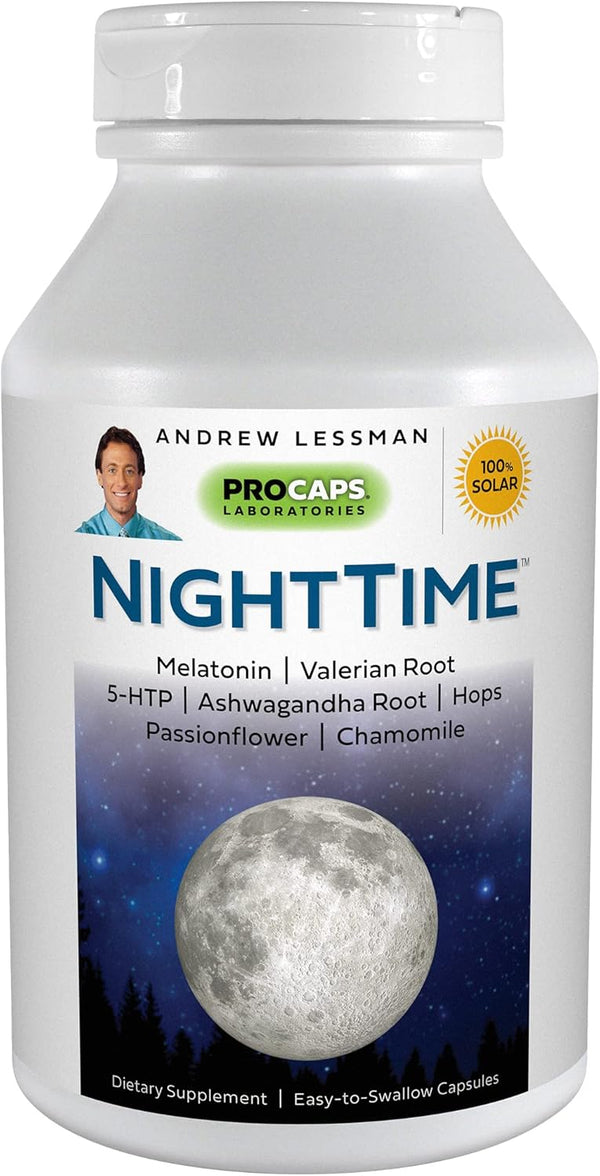ANDREW LESSMAN Night Time - 30 Capsules with 3mg Melatonin, Natural Support for Gentle Restful Sleep