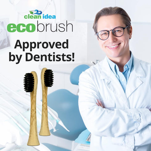 Electric Toothbrush Replacement Heads, 4pk, Charcoal Infused Bamboo, Sustainable BPA Free