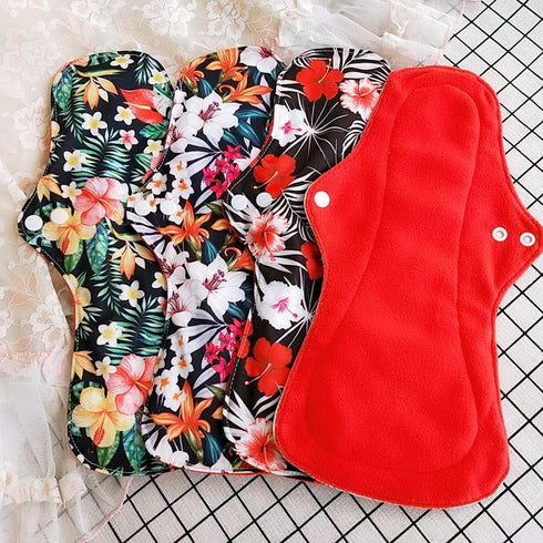 6Pcs Reusable Waterproof Menstrual Pad Sets, 1Pc Mini Wet Bag, 5Pcs Heavy Flow Microfleece Pads