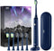 JTF Sonic Electric Toothbrush for Adults - Fast Rechargeable with Travel Case, 6 Brush Heads, 5 Modes, Navy Blue