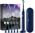 JTF Sonic Electric Toothbrush for Adults - Fast Rechargeable with Travel Case, 6 Brush Heads, 5 Modes, Navy Blue
