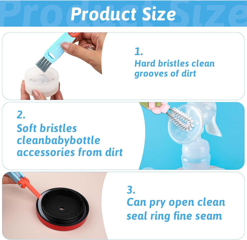 Qianyu 3 Pack 3 in 1 Cup Lid Cleaning Brush Set, Multifunctional Insulation Bottle Cleaning Tools for Home Kitchen