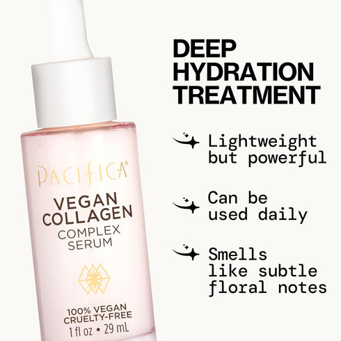 Pacifica Vegan Collagen Complex Face Serum, Anti Aging Hydrating Serum with Hyaluronic Acid for Fine Lines