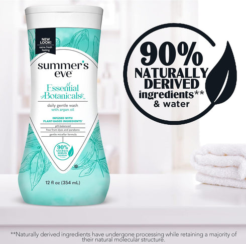 Summer's 12 Oz (Pack 2) Eve Essential Botanicals All-Over Daily Feminine Wash with Argan Oil, Gentle pH-Balanced Body