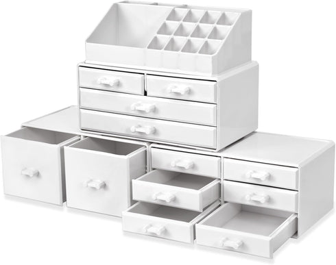 Sorbus Large Makeup Organizer, Stackable Jewelry & Makeup Storage for Vanity, Bathroom with 12 Drawers for Cosmetic
