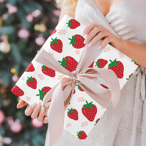 JarThenaAMCS 12 Sheet Fruit Wrapping Paper | 19.7 x 27.6 Inch | Strawberry Lemon Pineapple Gift Wrap Bulk