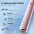 JTF Sonic Electric Toothbrush with Travel Case and 6 Brush Heads, Fast Charging for 60 Days, 5 Modes (Pink)