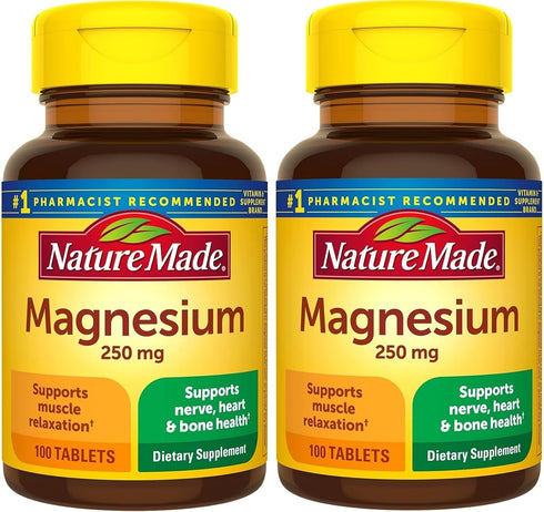 Nature Made Magnesium Oxide 250 mg - 100 Tablets for Muscle, Heart, Bone, and Nerve Health