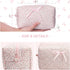Quilted Makeup Bag, Floral Cosmetic Bag, Cute Handmade Aesthetic Pink Toiletry Bag for Women, Flower Coquette
