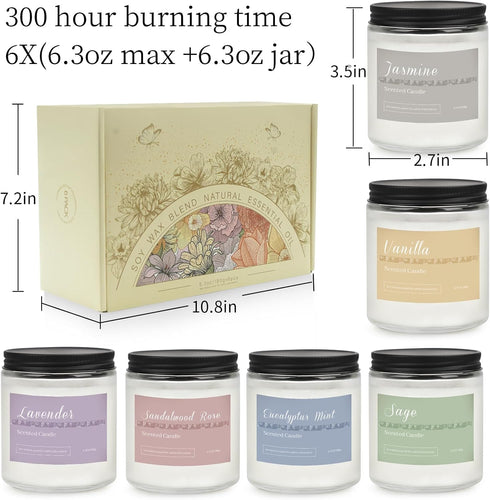 6 Pack Scented Candles for Home - Aromatherapy Gifts Set for Women, Lavender Candle, 37.8 oz