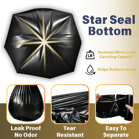 Mineororo 50 55 60 100 Count Commercial Gallon Trash Bags, High Density Garbage Bags, Recycling Trash Can Liners