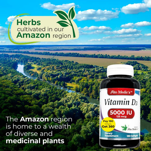 FITO MEDIC'S Lab - Vitamin D3 5000 IU, 360 Softgels for Bone, Teeth, Muscle and Immune Health Support