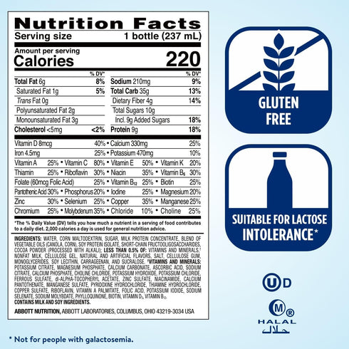 Ensure Original Milk Chocolate Nutrition Shake with Fiber, Meal Replacement, 9g Protein, 27 Vitamins, 8 fl oz - 24 Pack