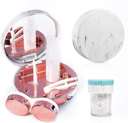 Contact Lens Travel Kit with Cleaner Washer, Portable Contact Box with Mirror and Tweezers for Daily Outdoor Use