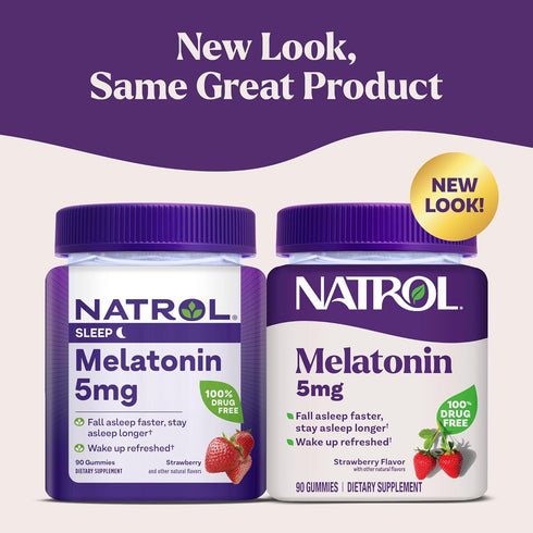 Natrol Melatonin Gummies - 90 Strawberry-Flavored Sleep Support Gummies, 5 mg for Adults