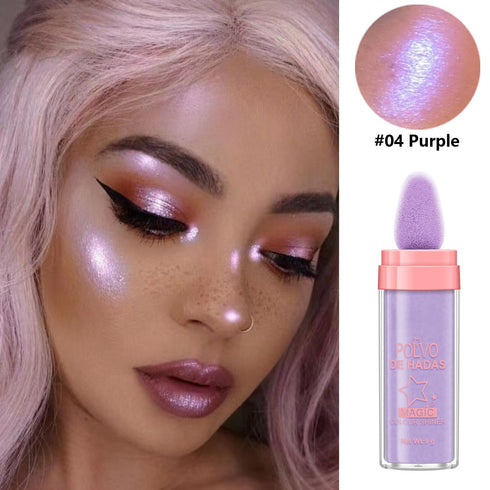 URQT 4 Color Polvo De Hadas Fairy Dust Highlight Patting Powder, Full Body Contouring and Clavicle Pearlescent Powder