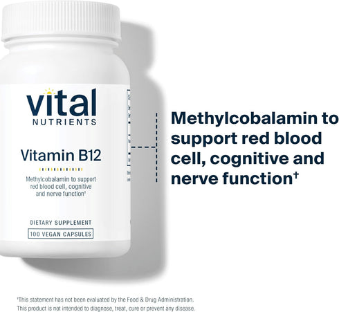 Vital Nutrients Vitamin B12 1000mcg - Vegan Methylated B12, Methylcobalamin for Metabolism, Cognitive & Nervous System