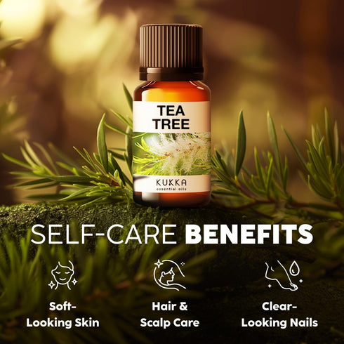 Kukka Tea Tree Essential Oil, 0.34 FL Oz, 100% Natural for Skin, Hair, Toenail & Soap Making