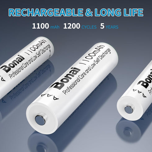 BONAI 1100mAh AAA Rechargeable Batteries 24 Pack 1.2V Ni-MH