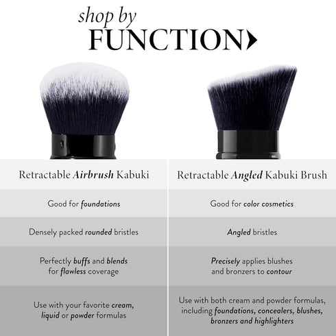 LAURA GELLER NEW YORK Retractable Airbrush Kabuki Brush for Liquid, Cream & Powder Face Makeup with Aluminum Handle
