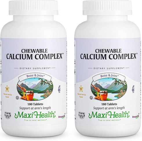Maxi Health Chewable Calcium Complex - 1000 mg Calcium with Vitamin D3 (1000 IU) & Magnesium (400 mg) - 180 Count Chews
