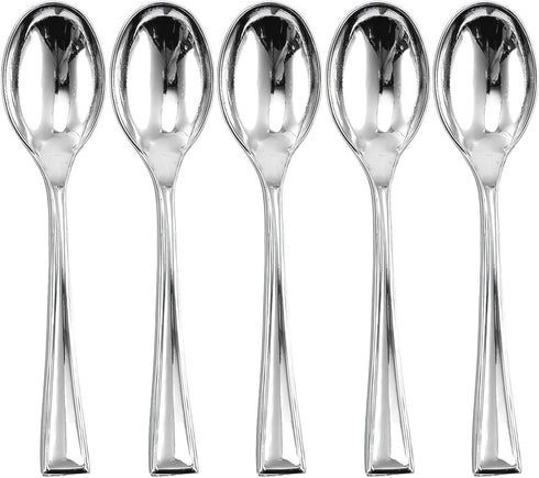Elegant Silver Mini Spoons, 4" (30-Pack), Perfect for Desserts & Tasting Parties, Sturdy & Reusable