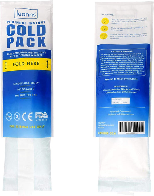 Perineal Ice Packs for Postpartum, 2 in 1 Cold Pack Pads with Adhesive Strip