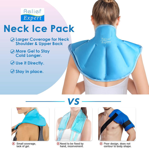 Relief Expert Ice Pack for Neck and Shoulders, Reusable Neck Ice Pack Wrap with Cold Compress for Recovery