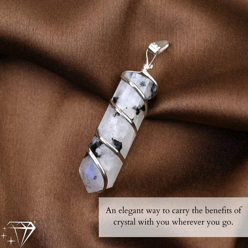 Lunar Pendant Necklace with Rainbow Moonstone - Embrace Balance, Inner Light, and Creativity