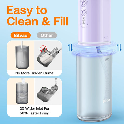 P1 IPX7 Bitvae Water Dental Flosser, Portable Water Cleaner Picks, Cordless Mini Water Teeth Cleaners with Telescopic