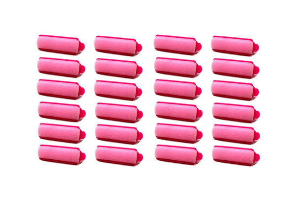 Set of 24 Small Pink Foam Sponge Hair Rollers
