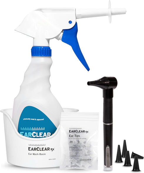 EarClearRX Flexible Tip Kit – Complete Ear Cleaning Kit for Adults & Kids, Includes Bottle Washer, 20 Tips, Towel