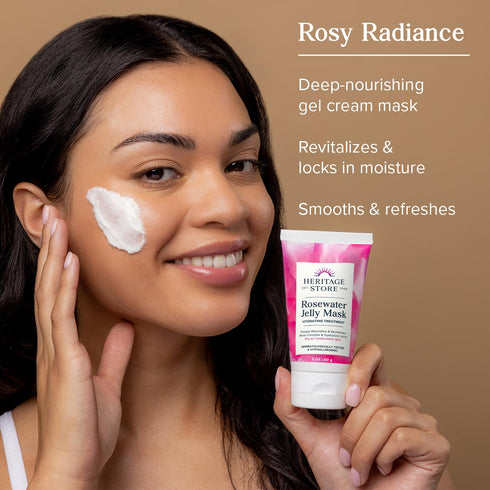 Heritage Store Rosewater Jelly Face Mask - Hydrating Gel Treatment with Hyaluronic Acid, Vegan, 2oz