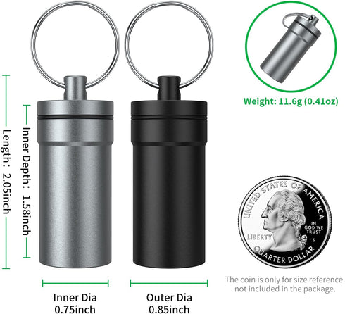 Portable Ear Plug Carrying Case, Urekt Waterproof Metal Earplug Case Keychain Container Holder(2 Pack)