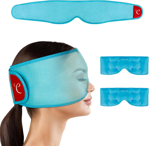 Comfytemp 2PCS Cooling Eye Mask, Reusable Gel Ice Pack for Puffiness, Dark Circles, Stress Relief, Blue
