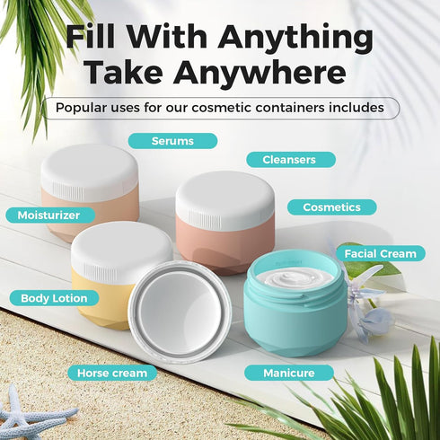 Travel Containers for Toiletries, TSA Approved Silicone Cream Jars with Leak-proof Travel Accessories