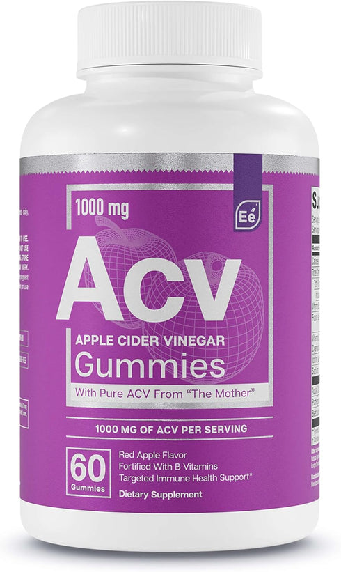 Essential Elements Apple Cider Vinegar Gummies - Vegan ACV with Folic Acid & Vitamin B6 & B12, 60 Count